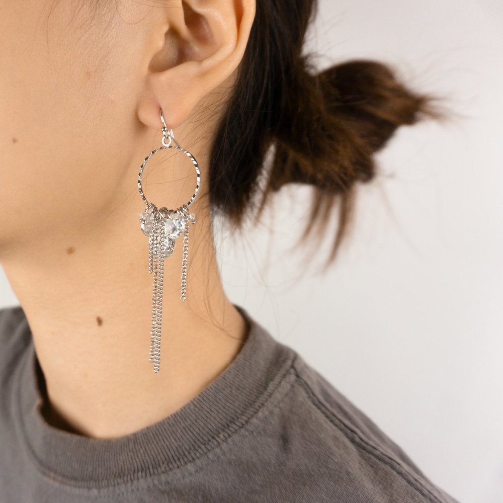 Hoop Crystal Dangling Earrings